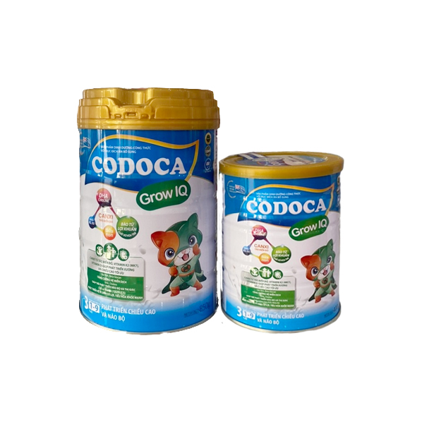 Sản phẩm dinh dưỡng công thức với mục đích ăn bổ sung Codoca Grow IQ 850g (combo)