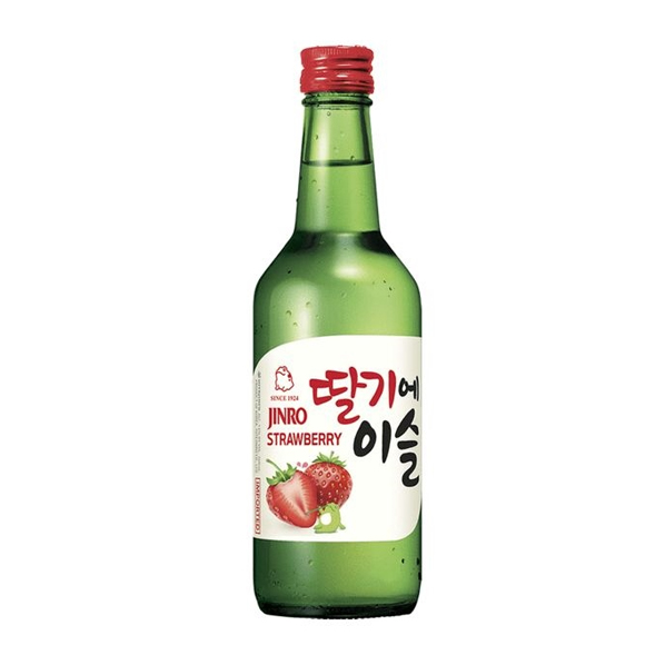 Rượu Jinro Strawberry Soju 13% ( 1 hộp =20 chai, 1 chai=360ml, Xuất xứ Hàn Quốc)