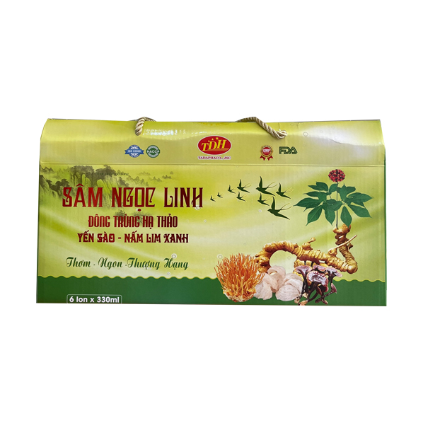 Sâm ngọc linh đông trùng hạ thảo yến sào - Nấm lim xanh (6 lon x 330ml)